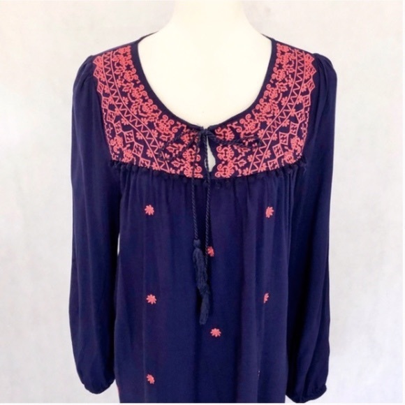 Umgee Long Sleeve Embroidered Tunic Dress - Picture 3 of 8